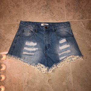 Forever 21 lace-trimmed jeans